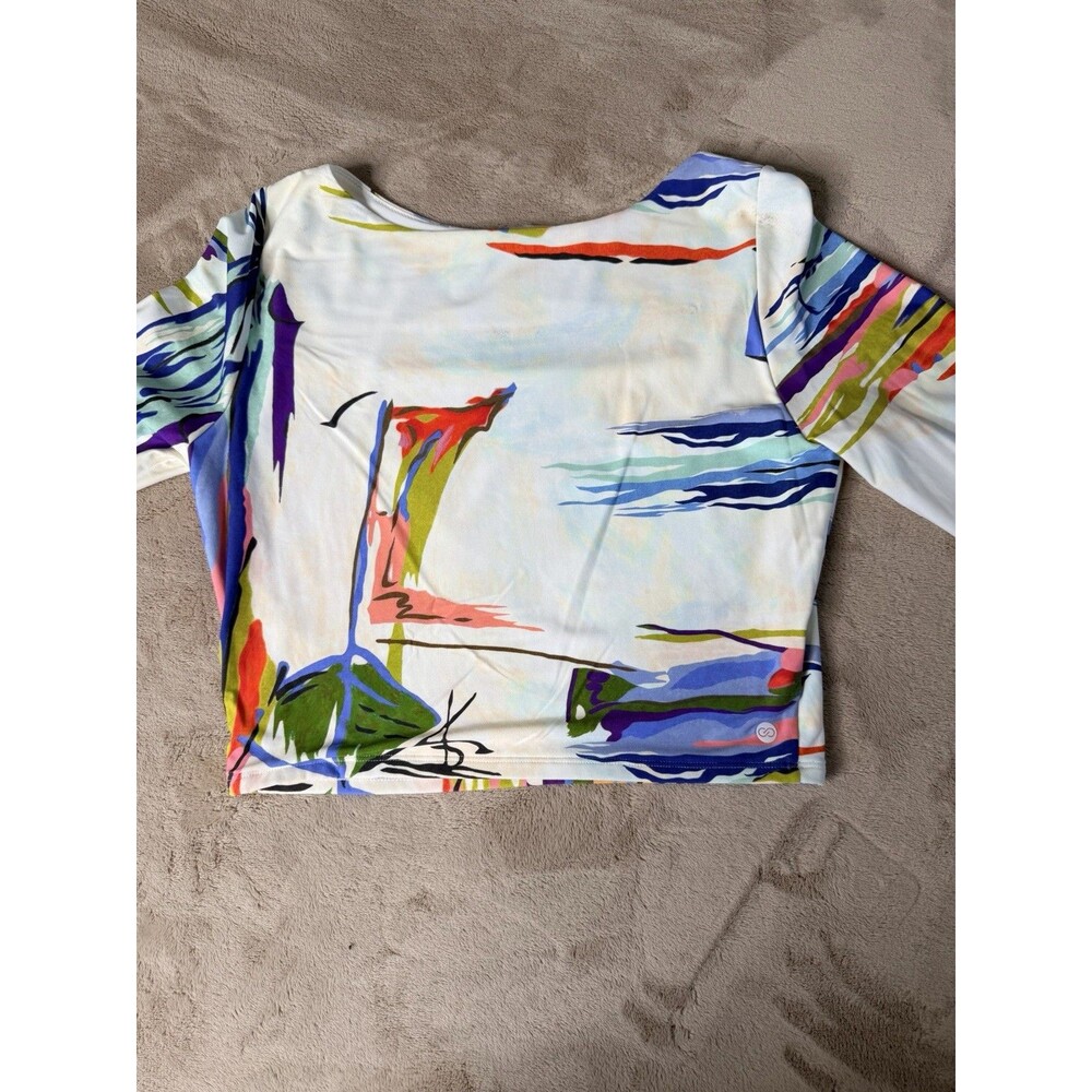 CALIA Women's Swim Cropped Rashguard, Small - Tahitian Print Size M - Picture 7 of 12